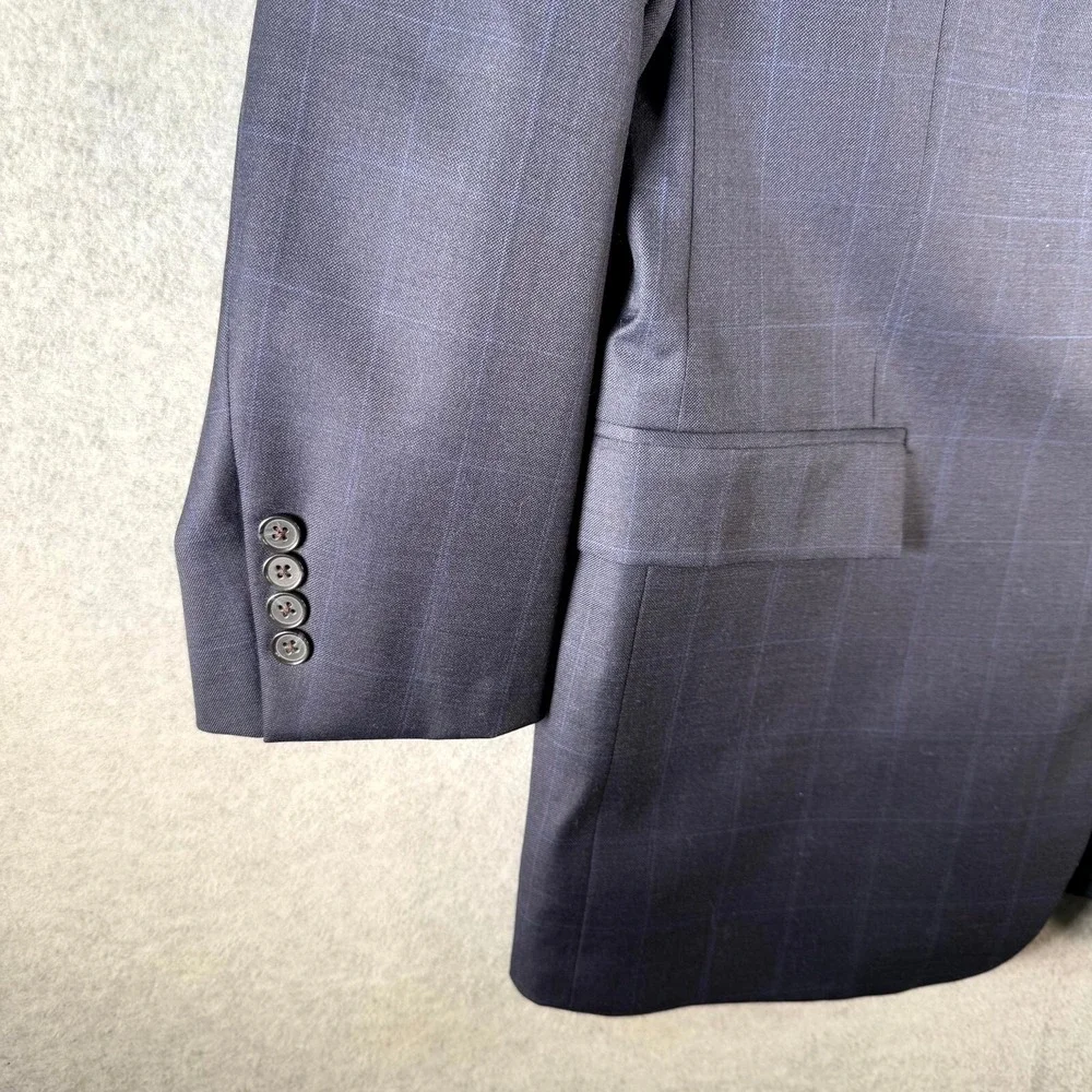 Brooks Brothers Saxxon 1818 Regent Blazer Mens 42RW36 Navy Checkered Notch Lapel